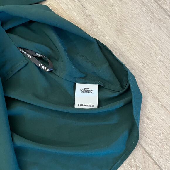 Calvin Klein Women’s Hunter Green Tulip Sleeve Blouse Sz XL - Picture 5 of 7